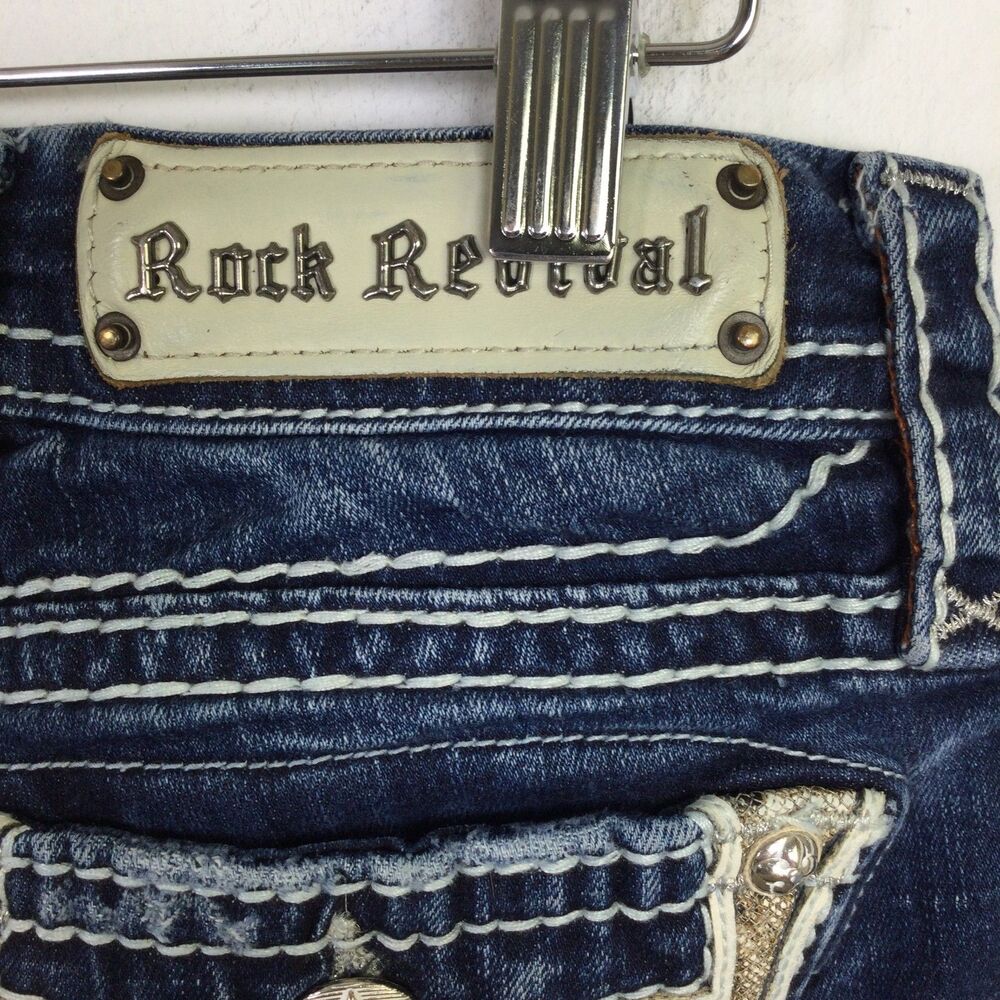 Rock Revival Women's Distressed Karla Capri Jeans Straight Leg Blue Size 26 - Picture 12 of 16